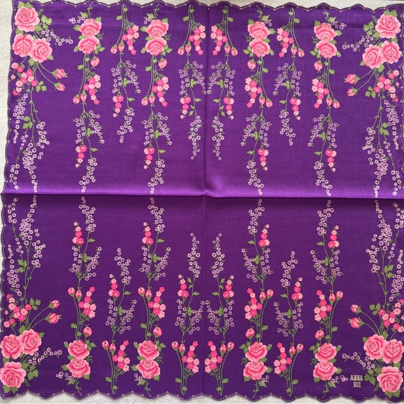 Anna Sui Accessories - Anna Sui vintage handkerchief Purple Floral